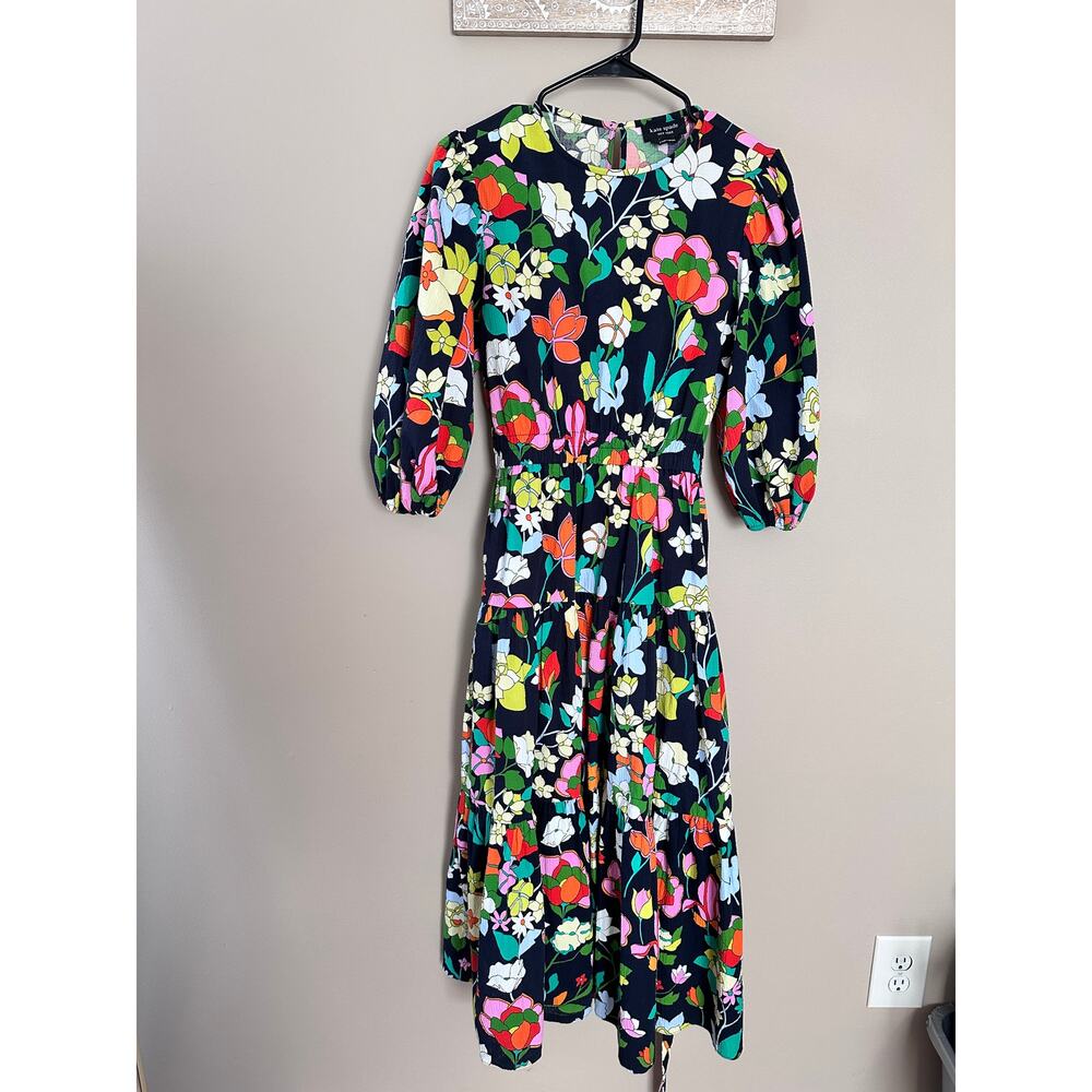 Kate Spade Flower Bed Lawn Floral Midi Dress - Picture 2 of 9